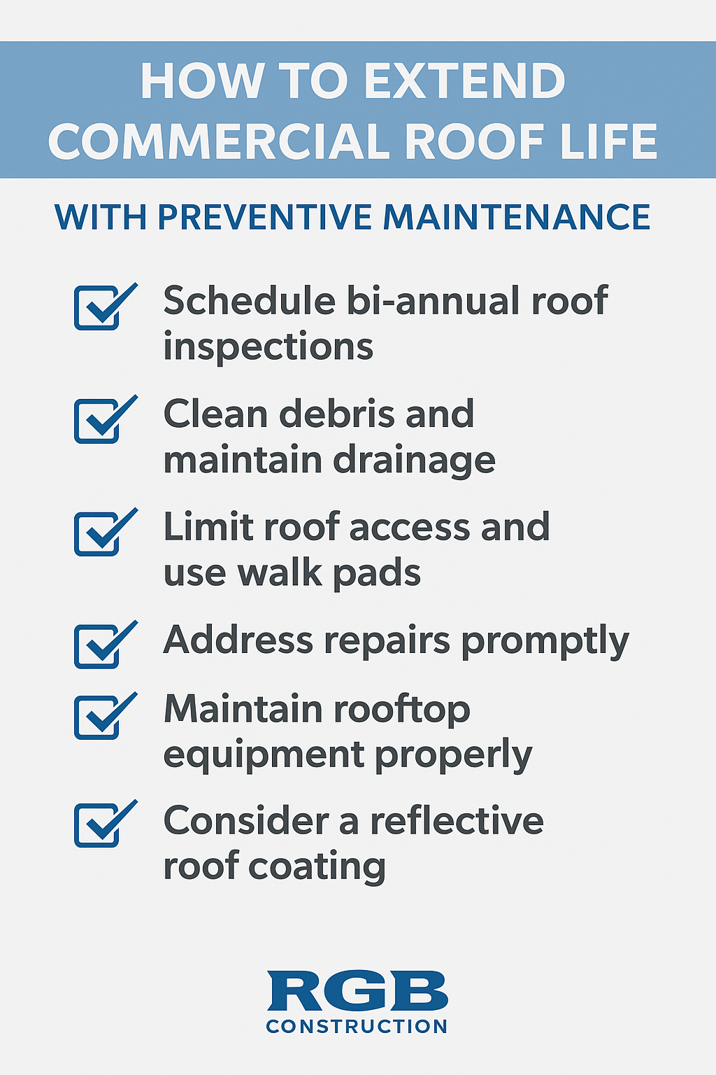 Checklist on how to extend commercial roof life