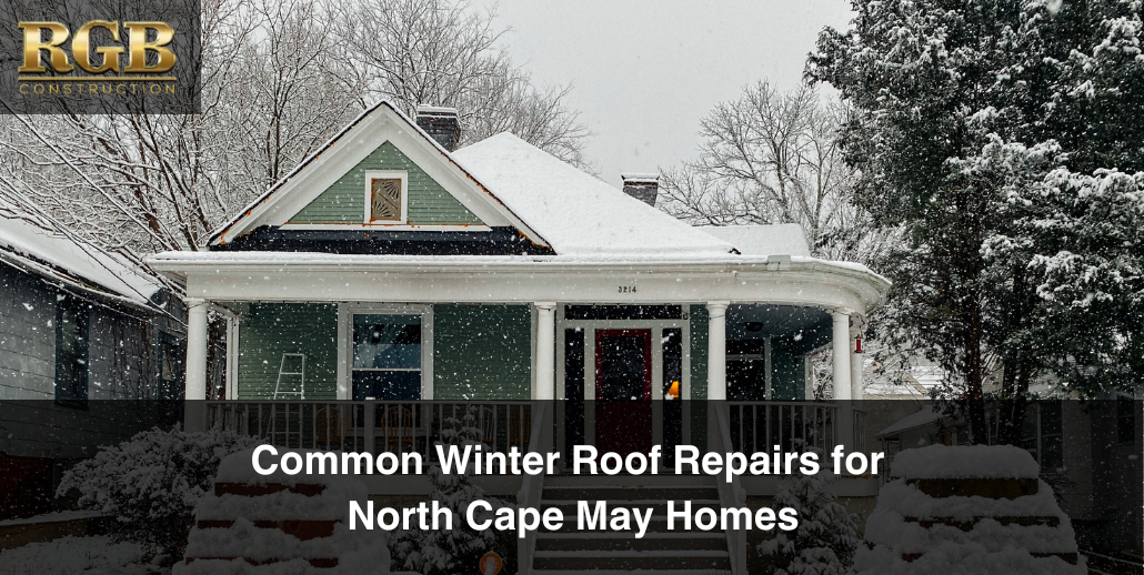 A snow-covered home in North Cape May that may need winter roof repairs.