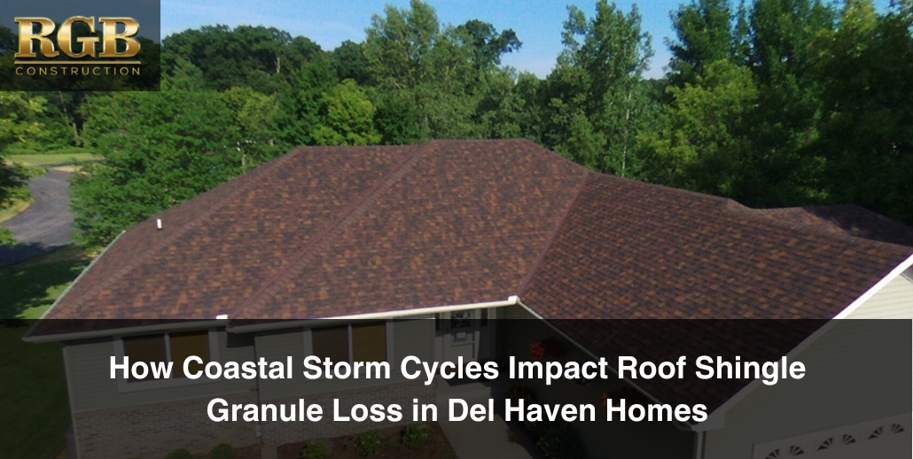 A Del Haven roof that has been impacted by roof shingle granule loss