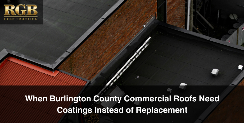 An aerial view of a commercial roof that could benefit from a roof coating.